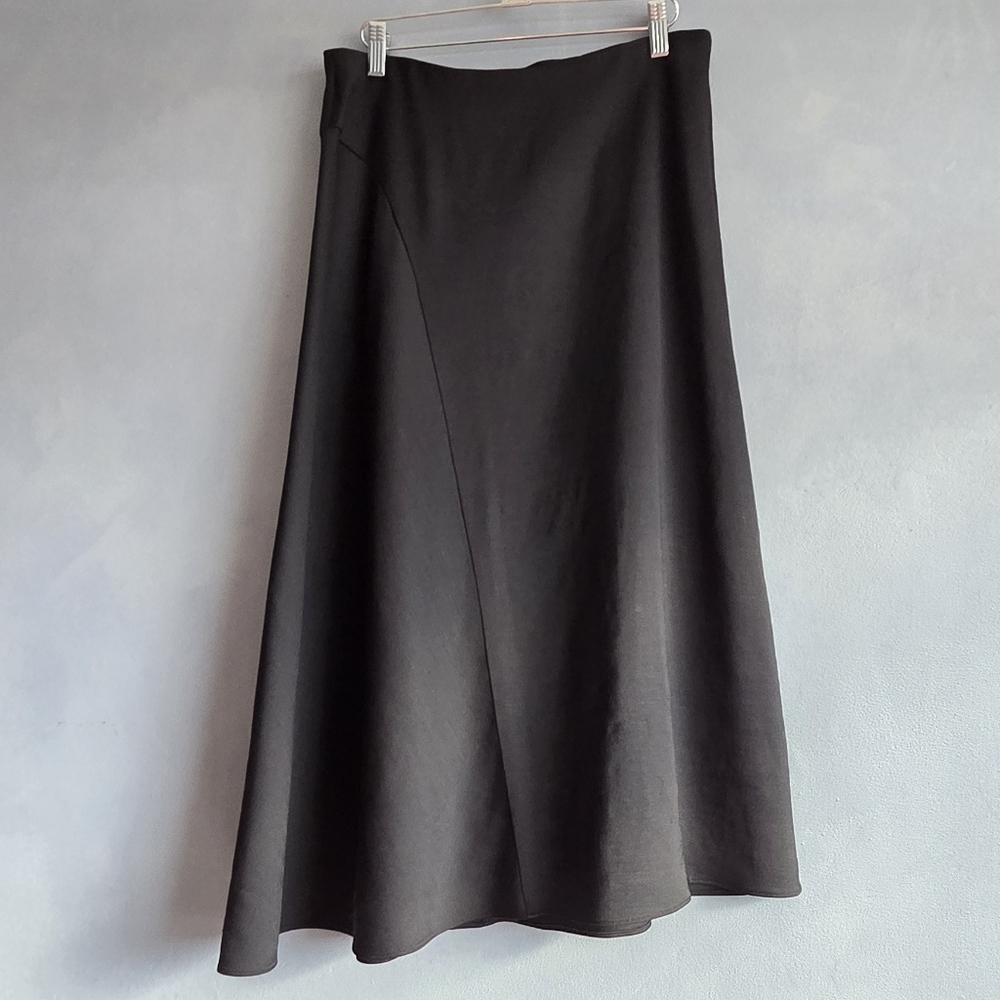 VINCE. BLACK ASYMMETRICAL MIDI LINEN BLEND, WOMENS SKIRT, SIZE 8 NWOT